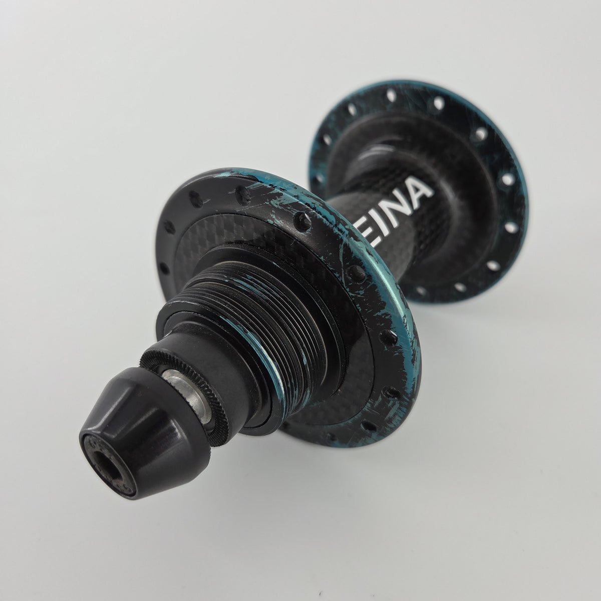 Reina High-Flange Carbon Track Hubs - Turquoise Anodized