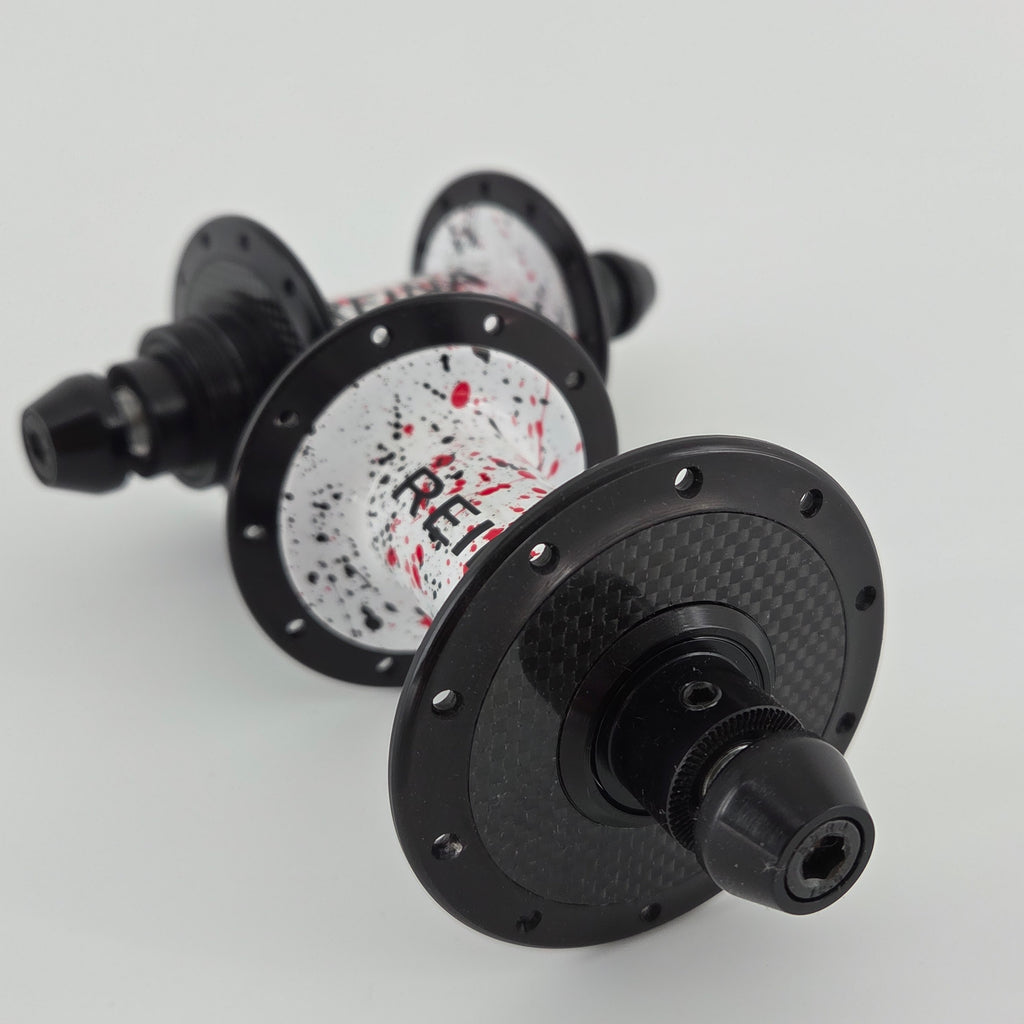 Reina High-Flange Carbon Hubs - Blue, Red Splash